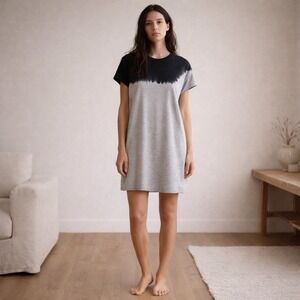 ATM Anthony Thomas Melillo Dip Dye T Shirt Dress Size S Gray Black Cotton